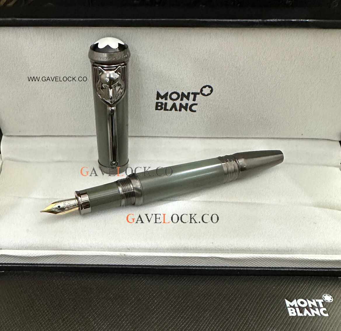 AAA Copy Montblanc Special Jasper Barrel & Black Matte Clip Fountain Pen